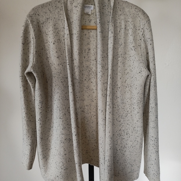 Club Monaco Cashmere Blend Open Front Cardigan Sweater Cream Speckled Medium - Picture 2 of 11